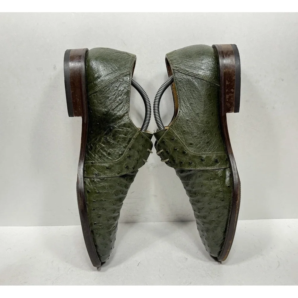 Dolce Vita Made in Italy Green Ostrich Handmade Dress Shoe Men's Size 10.5‎